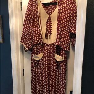 Elegant Maroon and Cream Women's Dress
